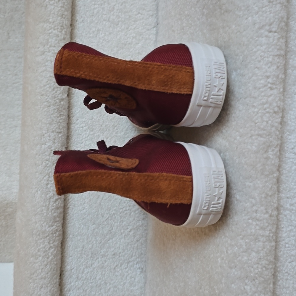 Women's Burgundy High-Top Converse All Star Sneakers - Picture 4 of 5